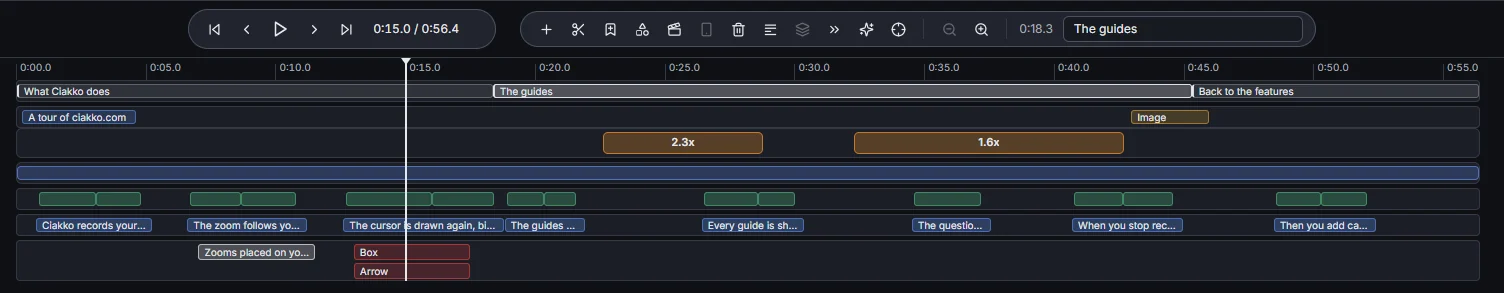A chapter selected: its title in the toolbar