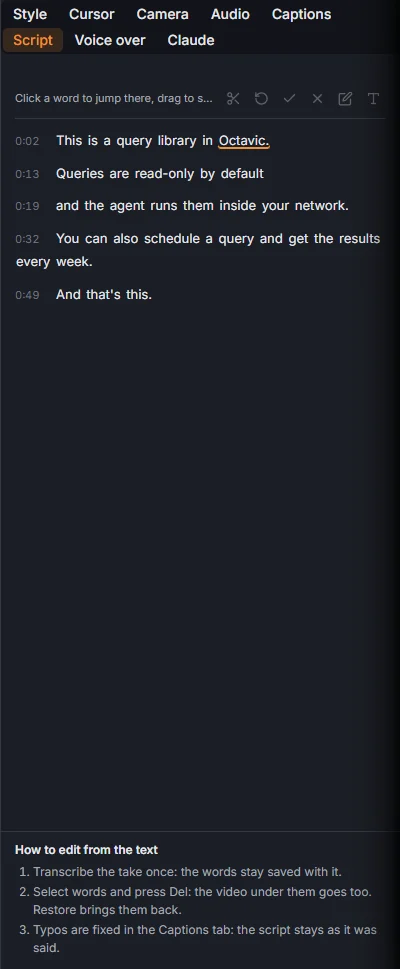 The Script tab