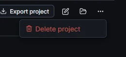 Project actions: Delete project