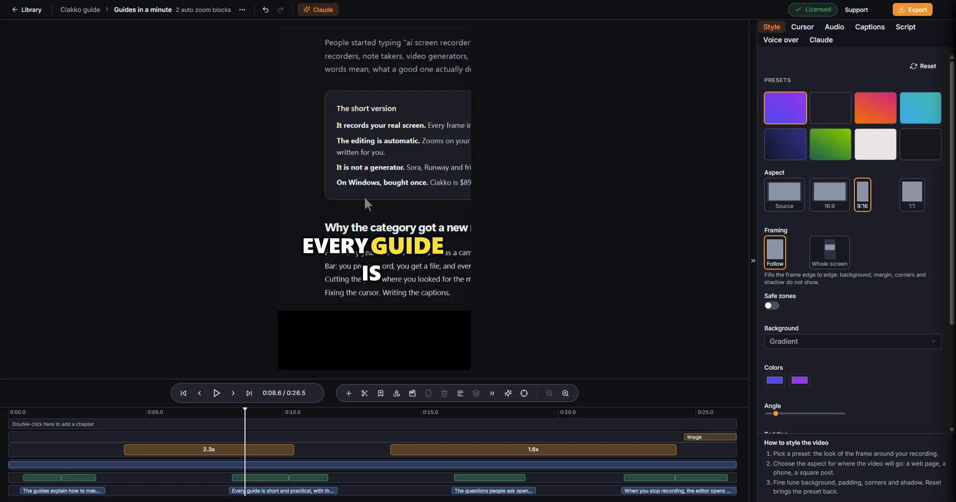 A Short in the editor