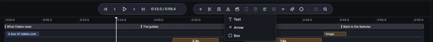 Add annotation: Text, Arrow, Box