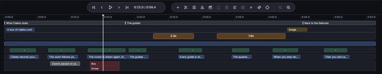 The timeline toolbar and the lanes