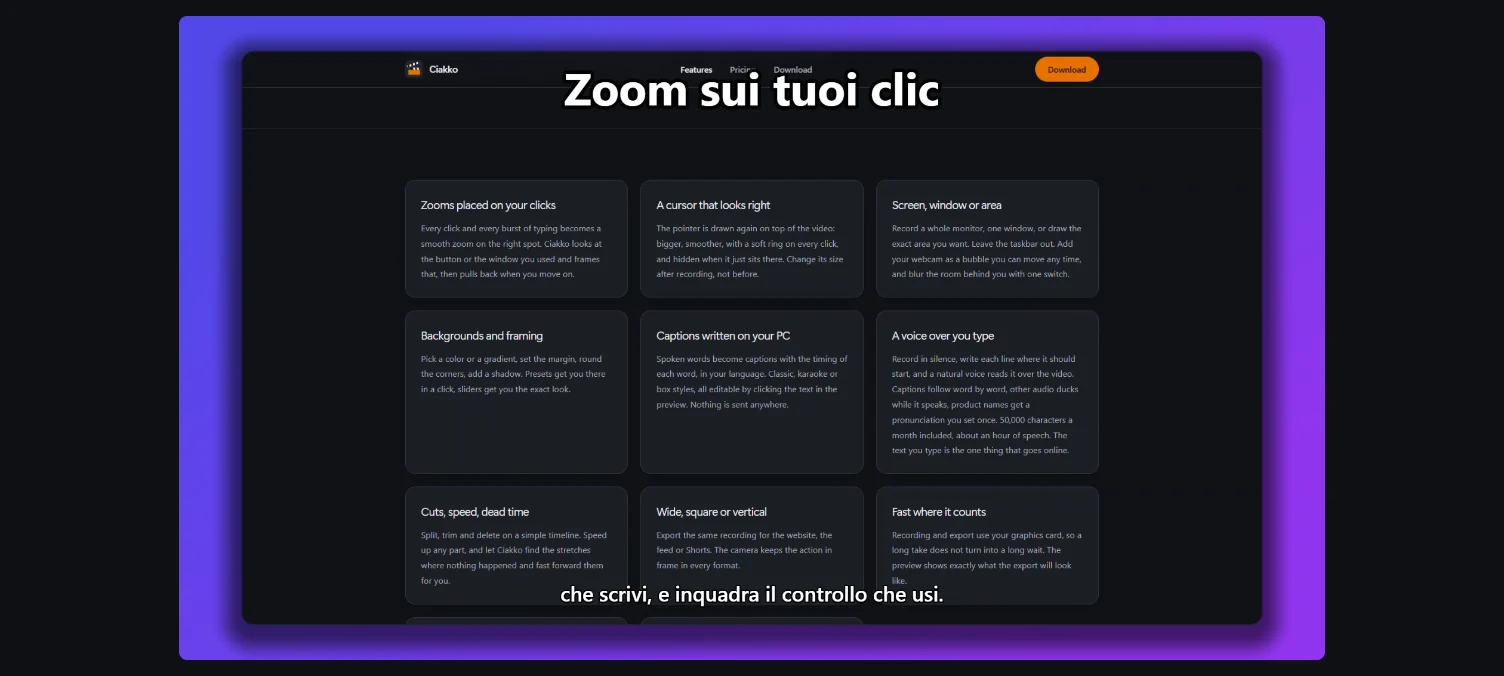I sottotitoli nell'anteprima