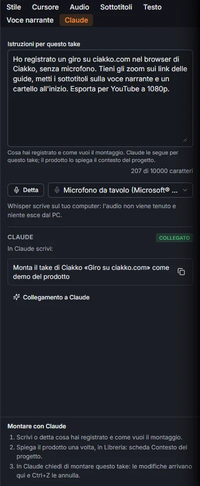 La scheda Claude