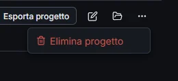 Azioni del progetto: Elimina progetto