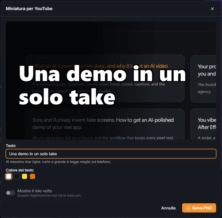 La miniatura per YouTube